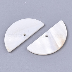 天然淡水シェルのペンダント  半円  貝殻色  14.5x30x2mm  穴：1.4mm&nbsp;SHEL-S276-73