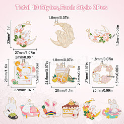 20Pcs 10 Style Rack Plating Alloy Enamel Pendants&nbsp;ENAM-SC0003-25