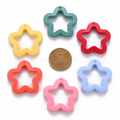 オペークアクリルパーツ  染め  花  ミックスカラー  29.5x30x5mm  穴：1.8mm&nbsp;X-MACR-S373-24H