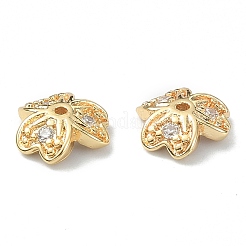 Brass Pave Clear Cubic Zirconia Bead Caps&nbsp;KK-B072-20G