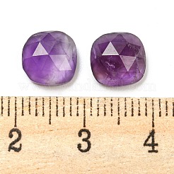 天然石アメジストカボション  多面カット正方形  8x8x4mm&nbsp;G-M431-01F