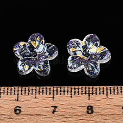 ベーキングペイント透明ガラスビーズ  5  - 花びらの花  グリッターパウダー付き  ミックスカラー  12~12.5x12.5~13x3.5~4mm  穴：1.2~1.4mm  約1695個/1000g&nbsp;DGLA-N014-08
