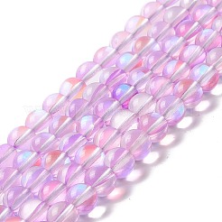 合成ムーンストーンビーズ連売り  ラウンド  スミレ  8mm  穴：1mm  約48個/連  14.57''~15.35''（37~39センチメートル）&nbsp;G-E573-02B-20