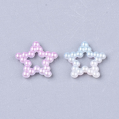 レインボーabsプラスチックイミテーションパールリンクリング  グラデーションマーメイドパール  スター  ミックスカラー  11.5x12x2mm  インナー対策：3x3mm  約1000個/袋&nbsp;OACR-T015-02-01