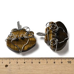Natural Tiger Eye Copper Wire Wrapped Pendants&nbsp;G-K338-06P-04