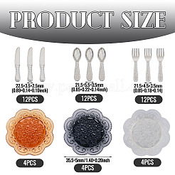 12Pcs 3 Colors Plastic Plate & 36Pcs 3 Styles Resin Tableware Miniature Ornaments&nbsp;DIY-TA0015-50