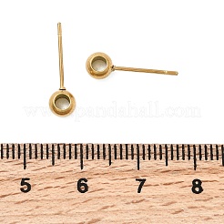 304ステンレススチールスタッドピアス金具  イオンプレーティング（ip）  ラウンド  18KGP本金メッキ  16.5x5x3.5mm  穴：3mm  ピン：12x0.8mm&nbsp;STAS-K306-72G