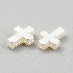 樹脂模造パールビーズ  クロス  ホワイト  15x12x4.5mm  穴：2.3mm  約683個/257g&nbsp;LS-RESI-WH20011-005A-01