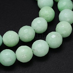 ガラス模造ミャンマー翡翠ビーズ連売り  多面カットラウンド  淡いターコイズ  6mm  穴：1mm  約65個/連  16インチ&nbsp;G-O094-12-6mm-1