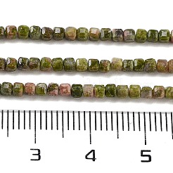 天然石ユナカイトビーズ連売り  ファセットテーブルカットキューブ  1.5~2.5x1.5~2.5x1.5~2mm  穴：0.4mm  約183~186個/連  15.35~15.55''（39~39.5センチメートル）&nbsp;G-H042-B25-01