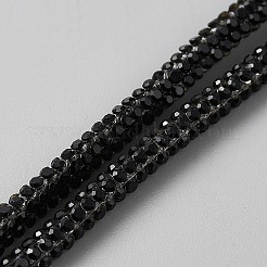 ラインストーン付きPVCコード  内側に綿芯が入った輝く丸いチューブ  服飾材料  ジェット  5mm&nbsp;FIND-WH0139-449A