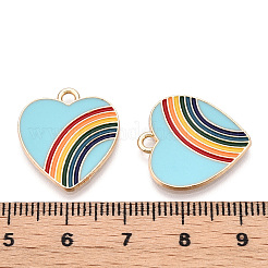 ライトゴールドメッキ合金チャーム  エナメル  カドミウムフリー＆鉛フリー  ハート  ライトスカイブルー  20x18x1.5mm  穴：1.8mm&nbsp;ENAM-T009-68A-RS