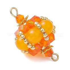 Dyed Natural Malaysia Jade Round and Glass Seed Beaded Lantern Links Connector Charms&nbsp;PALLOY-MZ01176-01