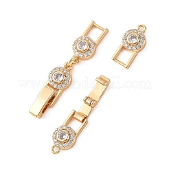 シェグレース 真鍮製マイクロパヴェ クリアキュービックジルコニア フォールドオーバルクラスプ  フラットラウンド  カドミウムフリーと鉛フリー＆ニッケルフリー  18KGP本金メッキ  37x7.5x4mm&nbsp;XGRQ5S709-845-G