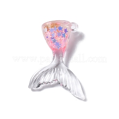 ルミナス半透明レジンペンダント  金箔  暗闇で光るフィッシュテールチャーム  ミックスカラー  38x26x10mm  穴：1.8mm&nbsp;RESI-D057-16