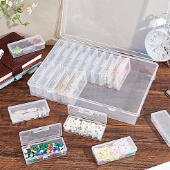 25個2スタイルのプラスチックビーズ容器  長方形  透明  10.5~32.5x4.5~23x2.4~5cm&nbsp;CON-GA0001-21
