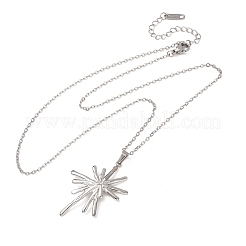 304 Stainless Steel Flower Pendant Cable Chain Necklaces for Men Women&nbsp;NJEW-K308-05G-P