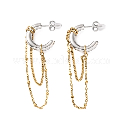 304 Stainless Steel Dangle Stud Earrings with Chain for Women&nbsp;SA-CBA8C9C-01GP