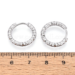 304ステンレススチールフープピアス  テクスチャリング  ステンレス鋼色  16x17~17.5x2.5mm&nbsp;LS-STAS-T074-26P