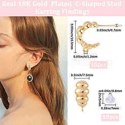 10Pcs Brass Stud Earring Findings&nbsp;KK-BBC0023-22