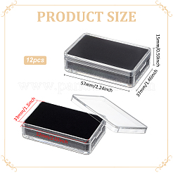 長方形 PS プラスチック ルース ダイヤモンド 宝石 収納ボックス  スポンジで  ブラック  3.7x5.7x1.5cm&nbsp;CON-WH0095-140B-02