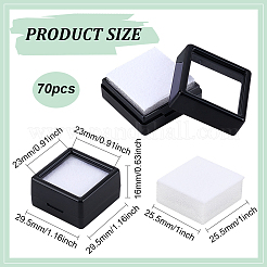 プラスチック製のルースダイヤモンド収納ボックス  正方形  ブラック  2.95x2.95x1.6cm  70個/セット&nbsp;CON-WH0089-72B