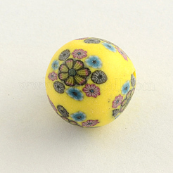 Handmade Flower Pattern Polymer Clay Beads&nbsp;CLAY-Q173-M