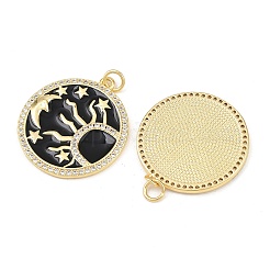 Brass Enamel Cubic Zirconia Pendants&nbsp;KK-L251-23G-02