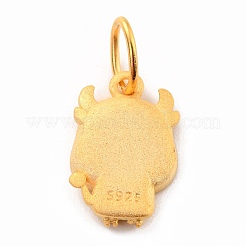 925純銀製のペンダントのカボションのセッティング  中国の星座  牛  14.5x9x2.1mm  内径：3.5mm穴：5x0.6mm&nbsp;LS-STER-I020-01B-G