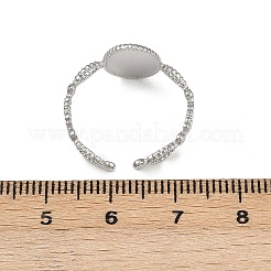 女性用オーバル304ステンレススチールエナメルカフリング  ステンレス鋼色  レッド  11.5mm  内径: 調節可能&nbsp;RJEW-G355-01P-02