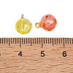 電気メッキガラスチャーム  ファセットカットのラウンドチャーム  真鍮製のペグベイル付き  18KGP本金メッキ  ミックスカラー  11x8mm  穴：1.6mm&nbsp;PALLOY-JF05532-05