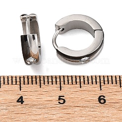 304ステンレススチール、キュービックジルコニア、エナメルイヤリング  手動研磨  ステンレス鋼色  13x4mm&nbsp;EJEW-M001-19P