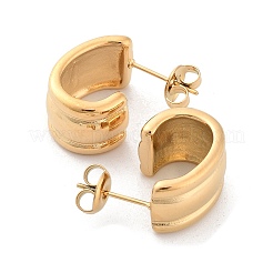 304ステンレススチールスタッドピアス  ハーフフープピアス  14KGP本金メッキ  36.5x29mm&nbsp;EJEW-H115-24G
