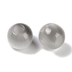 レジンヨーロピアンビーズ  大穴ビーズ  模造キャットアイ  ラウンド  ブラック  12x11.5mm  穴：4.8mm&nbsp;RESI-F055-02F