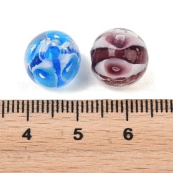 手作りランプワークビーズ  ラウンド  ミックスカラー  12mm  穴：3mm&nbsp;LAMP-B057-01