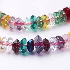 ガラスビーズ連売り  クリスタルのサンキャッチャー  ミックスカラー  多面カット  ロンデル  直径約6mm  厚さ3mm  穴：1mm  約125個/連  15インチ&nbsp;GF3x6mm-5