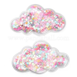 流砂スパンコールプラスチックカボション  ヘアオーナメント＆コスチュームアクセサリー用  雲  カラフル  7.7x4.7cm&nbsp;X-OHAR-CJC0002-04B