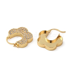 Flower Rack Plating Brass Micro Pave Cubic Zirconia Hoop Earrings&nbsp;EJEW-A027-08G