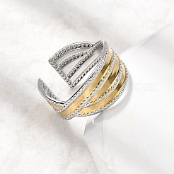 Adjustable 304 Stainless Steel Cuff Rings for Women&nbsp;RJEW-B150-01GP-08