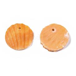 天然ホタテ貝殻ペンダント  海シェルペンダント  フラットラウンド  ペルー  15x2mm  穴：1mm&nbsp;BSHE-S122