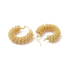 女性用真鍮ワイヤーマスフープピアス  ゴールドカラー  33x32.5x8.5mm  ピン：0.9x1~1.5mm&nbsp;EJEW-G337-01G