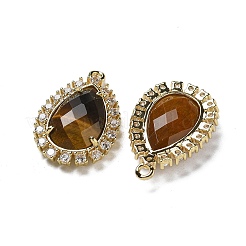 Natural Tiger Eye Faceted Teardrop Pendants&nbsp;G-I375-01G-21