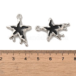 スプレー塗装された合金ビード  スター  プラチナ  28x21x2.5mm  穴：1.8mm&nbsp;PALLOY-O001-07A-P