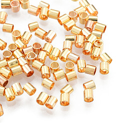 真鍮製つぶし玉カシメ玉  ニッケルフリー  チューブ  18KGP本金メッキ  2x2mm  穴：1.5mm&nbsp;KK-N259-53