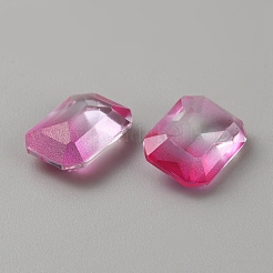 130 個のグラデーションカラー透明樹脂カボション  多面カット八角形  濃いピンク  13.5x10x5.5mm&nbsp;RESI-TAC0018-30B