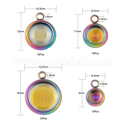 40Pcs 4 Style Ion Plating(IP) 304 Stainless Steel Pendant Cabochon Settings&nbsp;STAS-LS0001-56MC