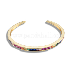 Colorful Cubic Zirconia Open Cuff Bangle&nbsp;BJEW-N014-009
