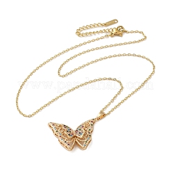 Brass Micro Pave Cubic Zirconia Pendant Necklaces for Women&nbsp;NJEW-E106-06KCG-02