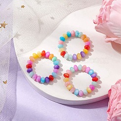 Rondelle Dyed Natural Freshwater Shell Beaded Stretch Rings for Women&nbsp;RJEW-JR00741