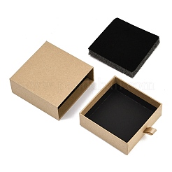 厚紙紙ブレスレットバングル引き出しボックス  内部のスポンジ  正方形  ナバホホワイト  9x9x3.5cm&nbsp;CON-K015-05B